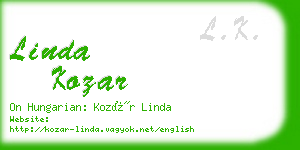 linda kozar business card